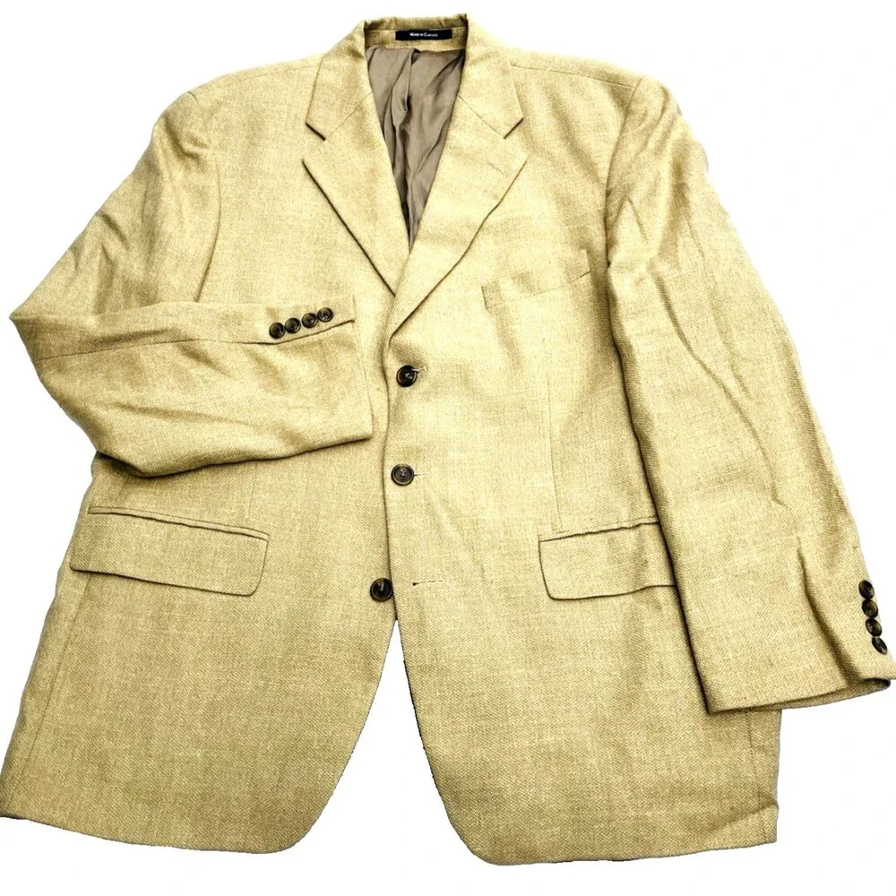 Polo University Club Lauren Sport Coat Vtg Silk Wool Linen 3 Btn 44 Tan Canada